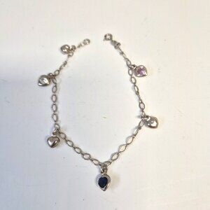 VTG Y2K 925 Italian Heart Charm Bracelet Sweetheart Valentine's Day Gift Dainty